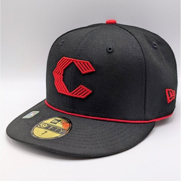 Cincinnati Reds New Era 2023 City Connect 59FIFTY Fitted Hat Black Flat Bill - Picture 2 of 8